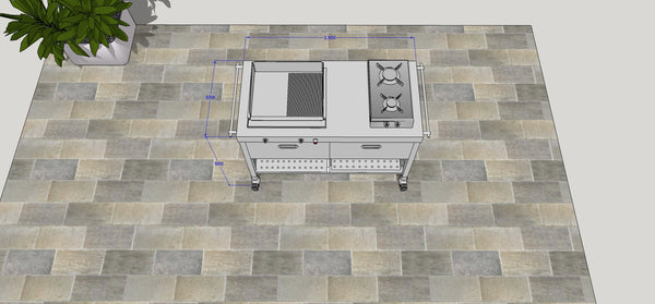 OUTDOOR KITCHEN UNIT 130 – PLANCHA AND GAS FLIP-UP HOB
