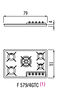 BUILT-IN STAINLESS STEEL HOB - F 579/4GTC