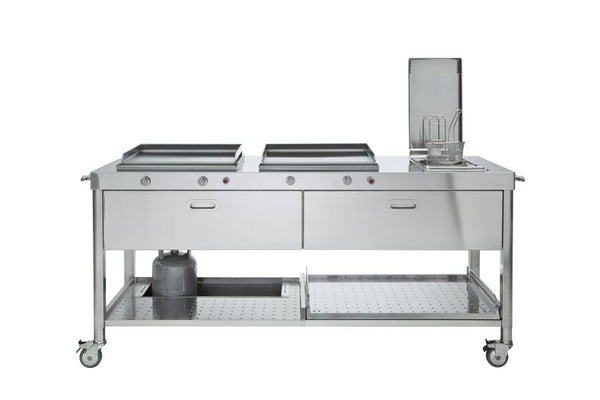 OUTDOOR KITCHEN UNIT 190 WITH 2 PLANCHAS AND A DEEP FRYER