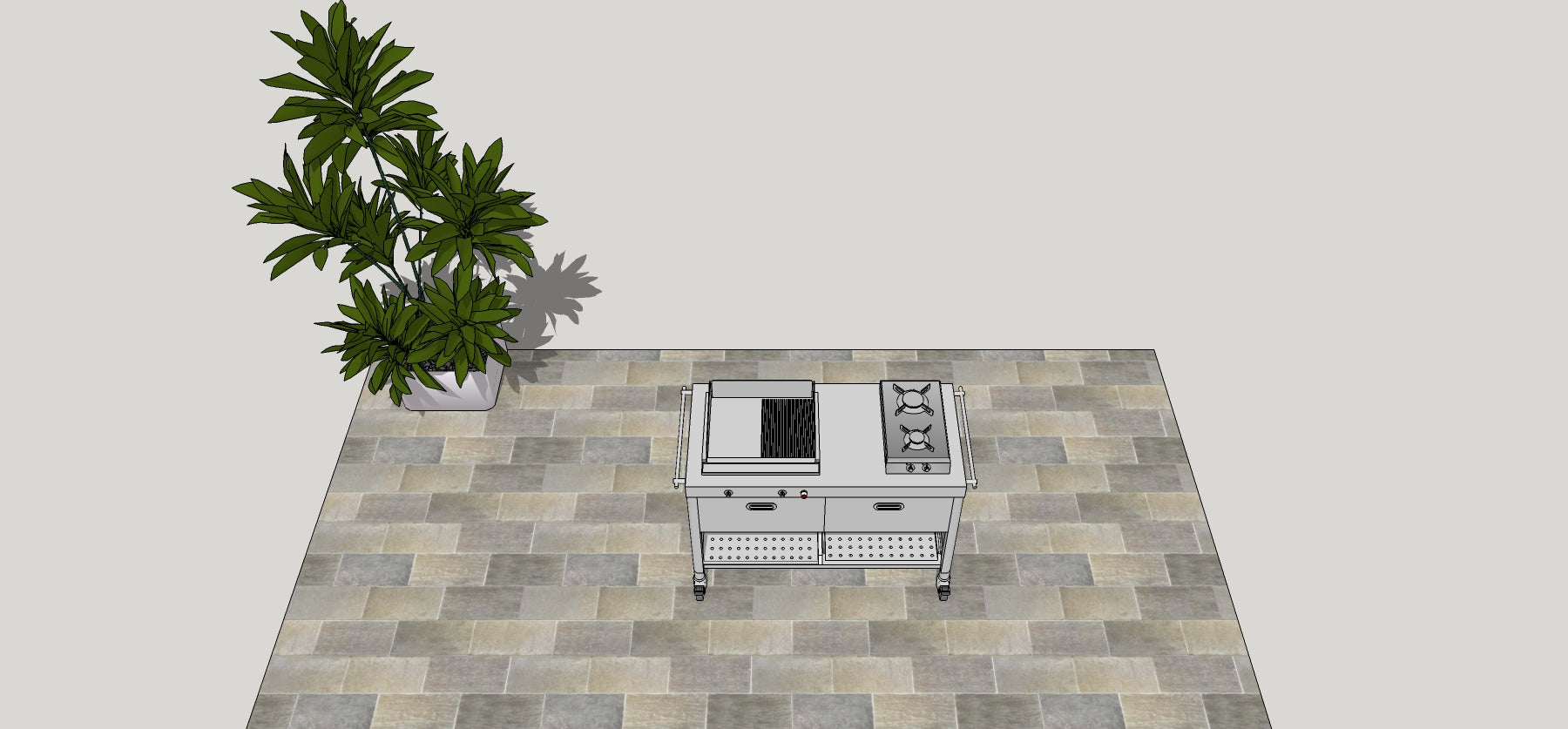 OUTDOOR KITCHEN UNIT 130 – PLANCHA AND GAS FLIP-UP HOB